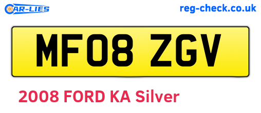MF08ZGV are the vehicle registration plates.
