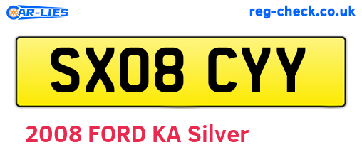 SX08CYY are the vehicle registration plates.