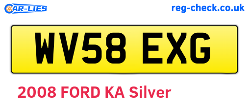 WV58EXG are the vehicle registration plates.