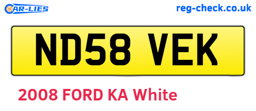 ND58VEK are the vehicle registration plates.