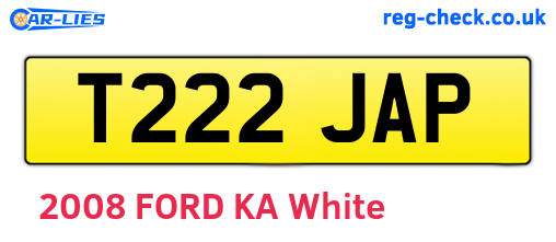 T222JAP are the vehicle registration plates.