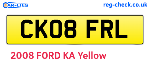 CK08FRL are the vehicle registration plates.