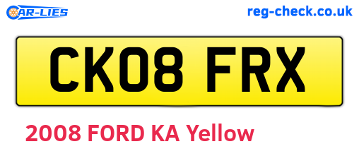 CK08FRX are the vehicle registration plates.
