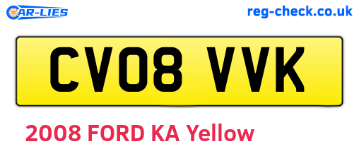 CV08VVK are the vehicle registration plates.