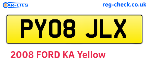 PY08JLX are the vehicle registration plates.