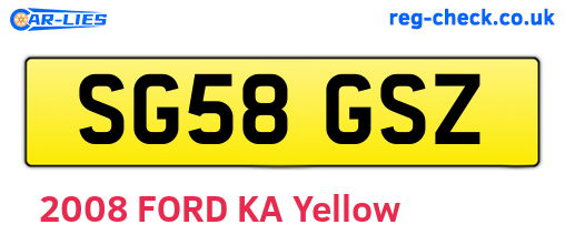 SG58GSZ are the vehicle registration plates.