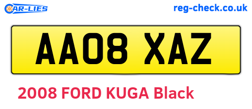 AA08XAZ are the vehicle registration plates.