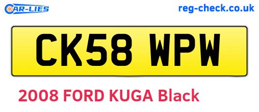 CK58WPW are the vehicle registration plates.