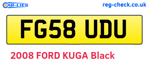 FG58UDU are the vehicle registration plates.