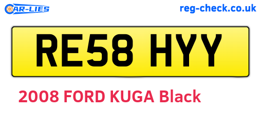 RE58HYY are the vehicle registration plates.