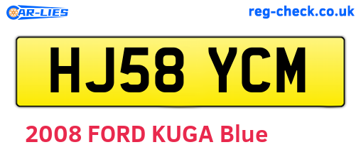 HJ58YCM are the vehicle registration plates.