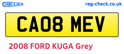 CA08MEV are the vehicle registration plates.