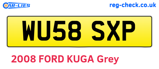 WU58SXP are the vehicle registration plates.