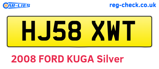 HJ58XWT are the vehicle registration plates.
