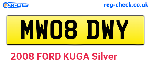 MW08DWY are the vehicle registration plates.