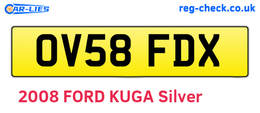OV58FDX are the vehicle registration plates.