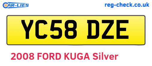 YC58DZE are the vehicle registration plates.