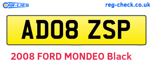 AD08ZSP are the vehicle registration plates.