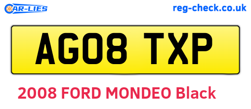 AG08TXP are the vehicle registration plates.