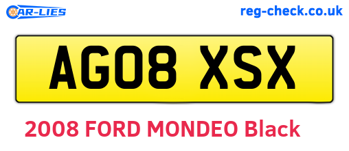 AG08XSX are the vehicle registration plates.