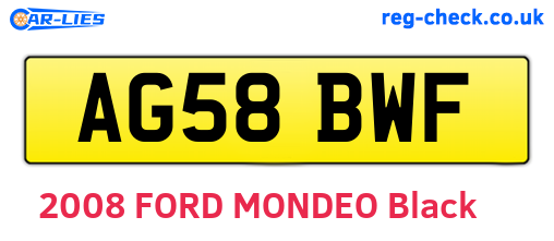 AG58BWF are the vehicle registration plates.