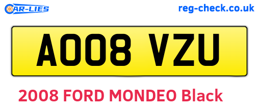 AO08VZU are the vehicle registration plates.