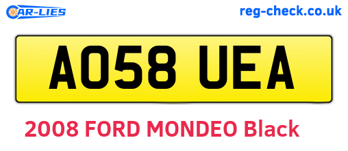 AO58UEA are the vehicle registration plates.
