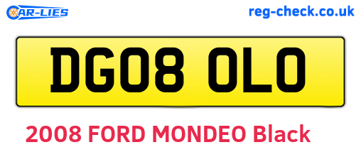 DG08OLO are the vehicle registration plates.