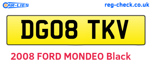 DG08TKV are the vehicle registration plates.