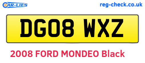 DG08WXZ are the vehicle registration plates.
