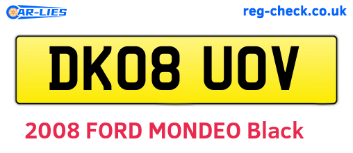 DK08UOV are the vehicle registration plates.