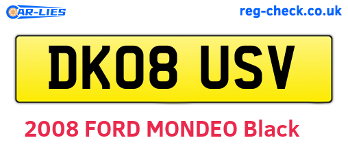 DK08USV are the vehicle registration plates.