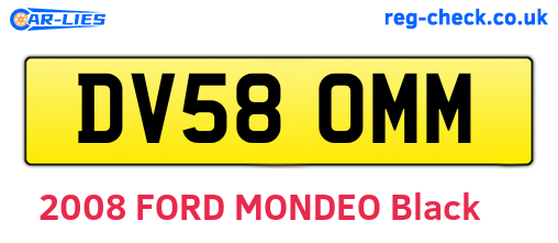 DV58OMM are the vehicle registration plates.