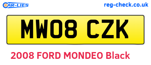 MW08CZK are the vehicle registration plates.