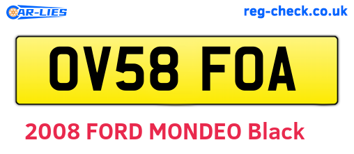 OV58FOA are the vehicle registration plates.