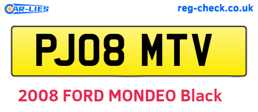 PJ08MTV are the vehicle registration plates.