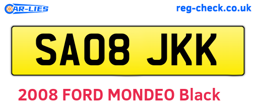 SA08JKK are the vehicle registration plates.