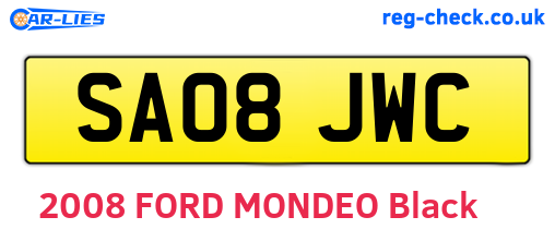 SA08JWC are the vehicle registration plates.