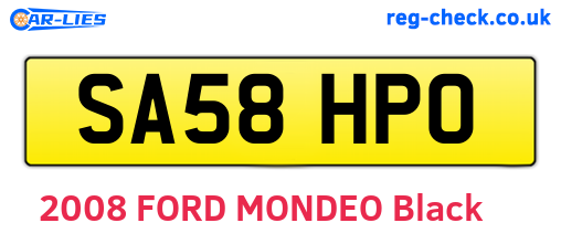 SA58HPO are the vehicle registration plates.