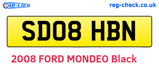 SD08HBN are the vehicle registration plates.