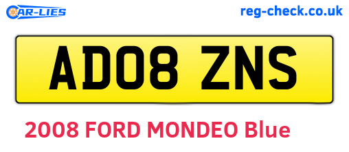 AD08ZNS are the vehicle registration plates.