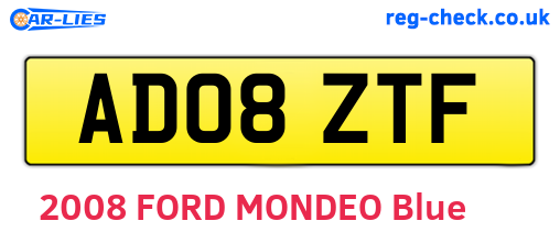 AD08ZTF are the vehicle registration plates.