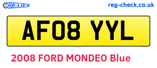 AF08YYL are the vehicle registration plates.