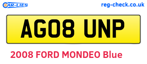 AG08UNP are the vehicle registration plates.