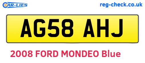 AG58AHJ are the vehicle registration plates.