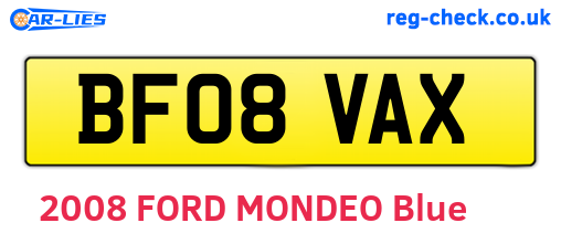 BF08VAX are the vehicle registration plates.