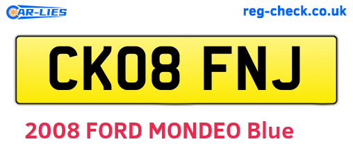 CK08FNJ are the vehicle registration plates.