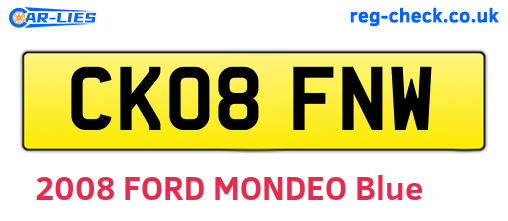 CK08FNW are the vehicle registration plates.