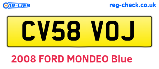 CV58VOJ are the vehicle registration plates.