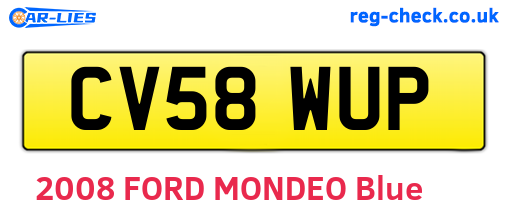 CV58WUP are the vehicle registration plates.